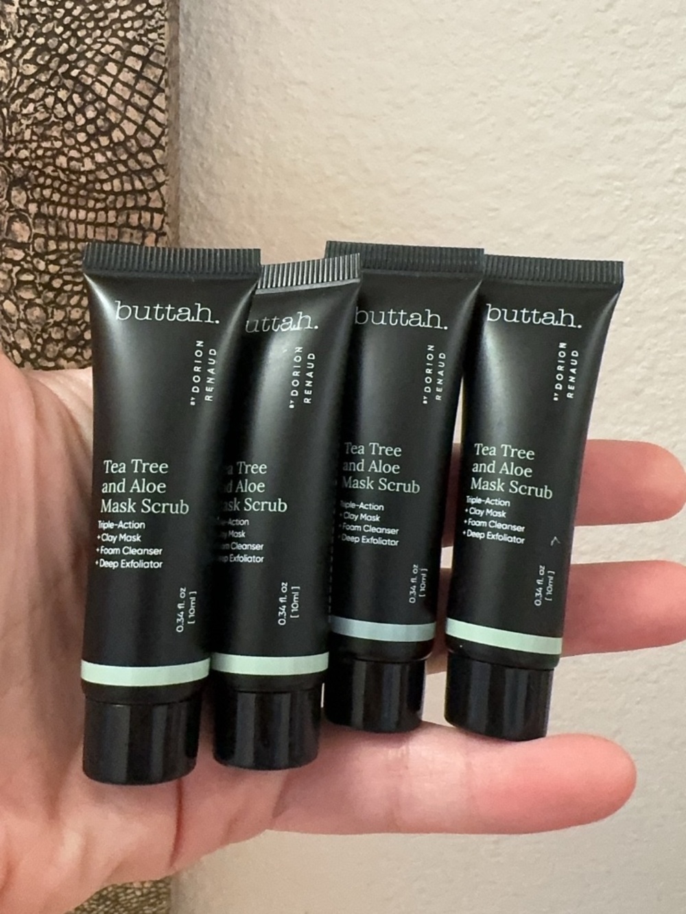 Buttah Skin Tea Tree & Aloe Exfoliating Scrub - Set of 4 Travel Size 0.34oz ea